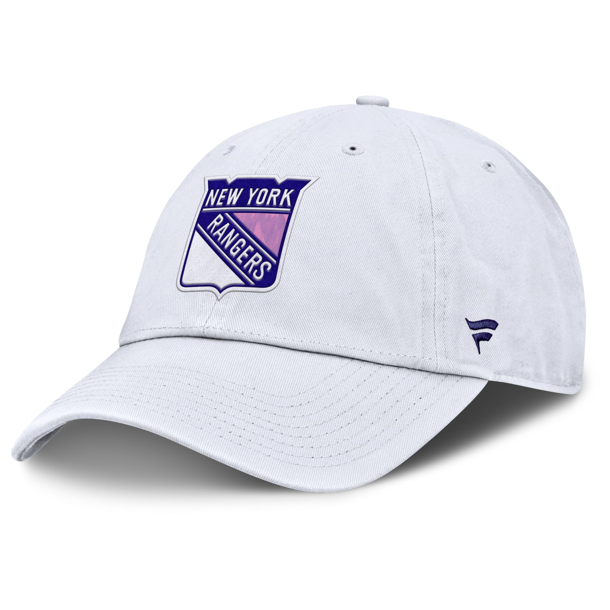 Men's Fanatics White New York Rangers Authentic Pro Hockey Fights Cancer Adjustable Hat